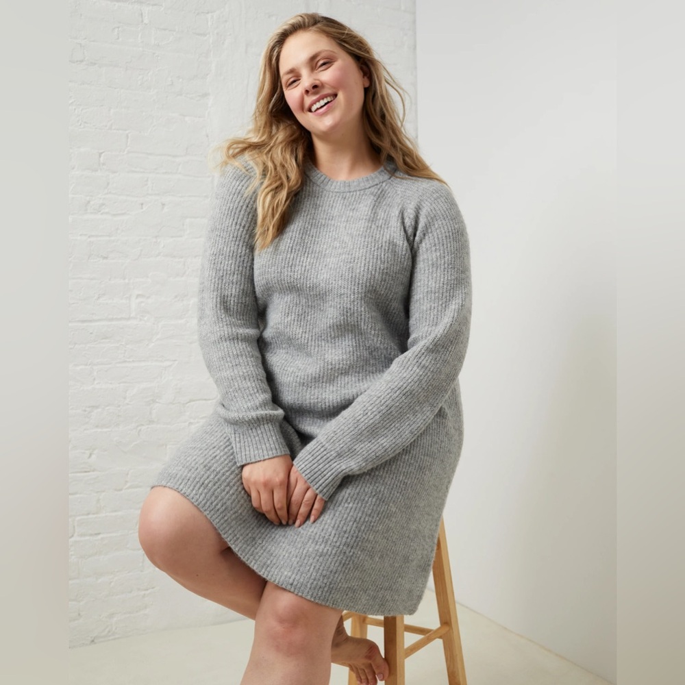 UpWest Gray Ribbed Sweater Dress